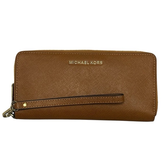 Michael Kors Jet Set Travel Continental Zip Around Wallet in Brown - Picture 1 of 3